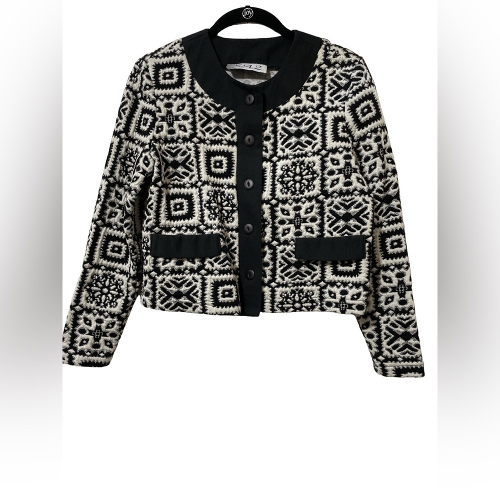 Black and Ivory Patterned Women's Jacket